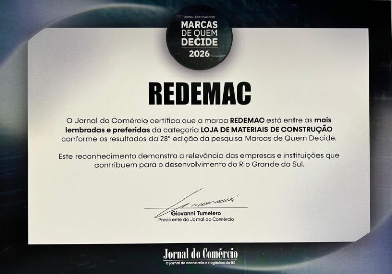 A Redemac está entre as marcas mais lembradas e preferidas do setor de materiais de construção no Rio Grande do Sul